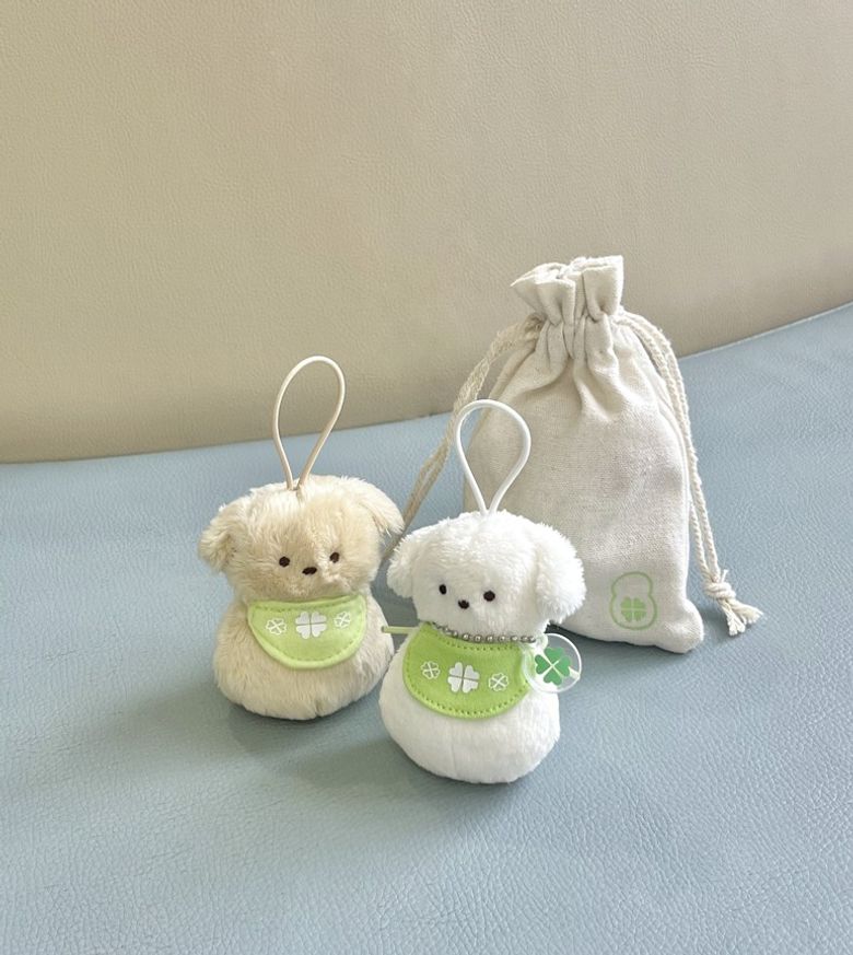 [+파우치 포장] 매일 운세를 봐주는 NFC 운세 강아지 흰둥이 키링 돈돈즈 럭키참 (행운 네잎클로버 행복 합격)