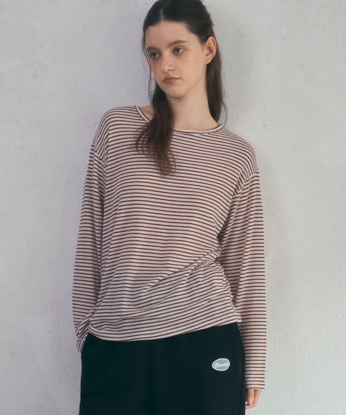 아우어노스텔지아(OURNOSTALGIA) Merino Wool Stripe T-shirt_Ivory(O25-TP24)