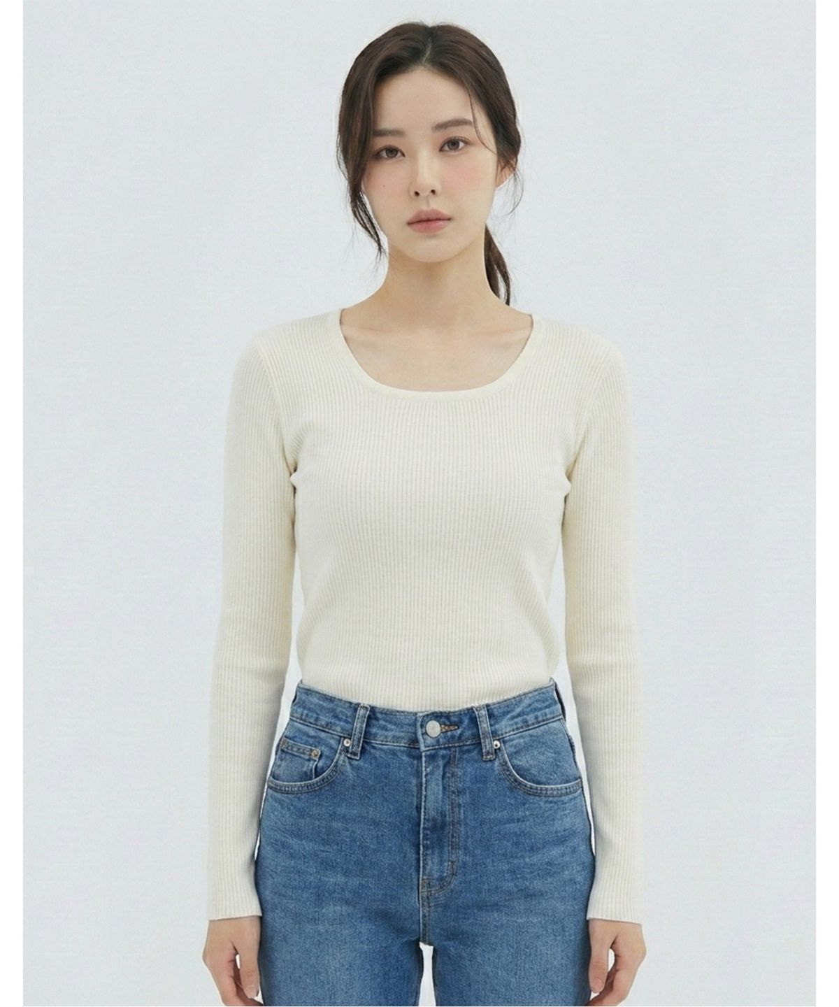 반에이크(VANAKE) 슬림 스퀘어넥 니트_VB34KTQ312Z