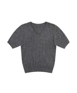 브이넥 반팔 니트_VB3YKTQ320Z