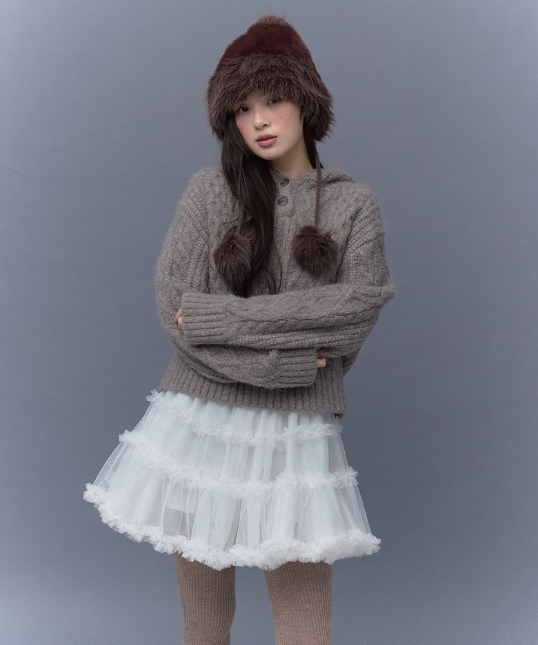 WINTER FUR POMPOM HAT_TT5W711BR
