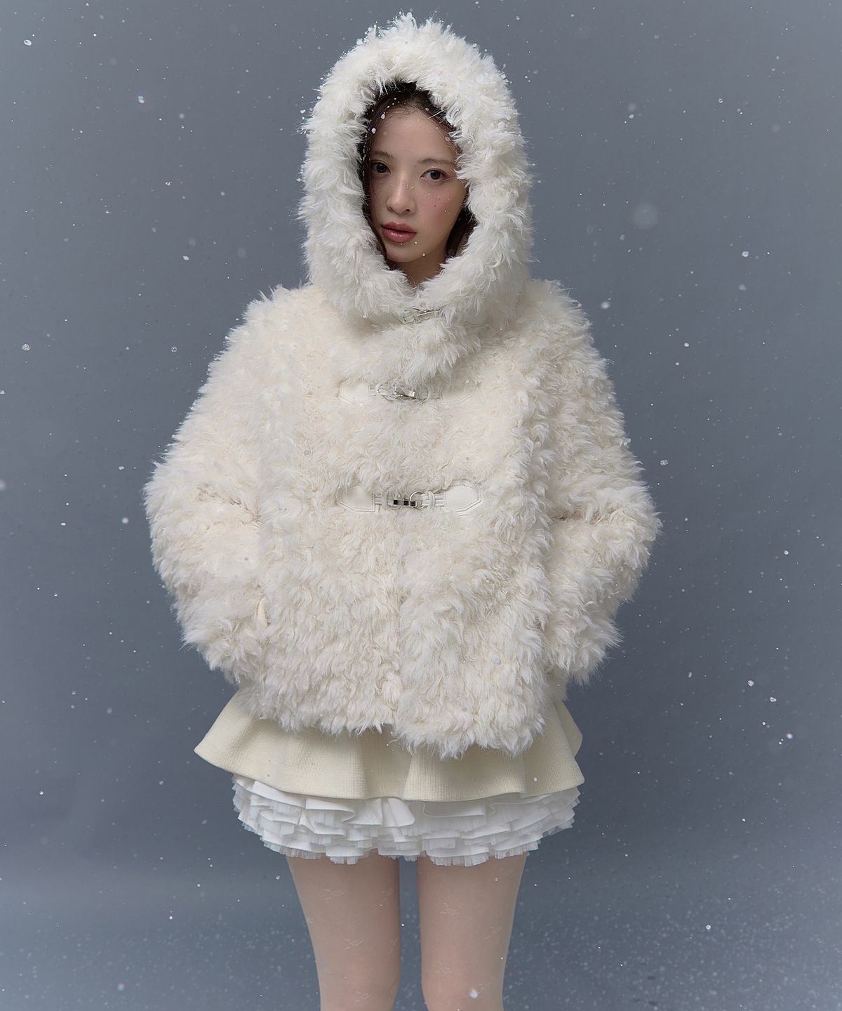 더티스(THETIS) TEDDY HOOD FUR JACKET_TT5W006IV