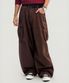 와이드 커브드 카고 코튼 팬츠 (BROWN)