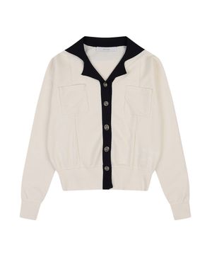 카라배색디자인 니트가디건_VB34KCQ305Z