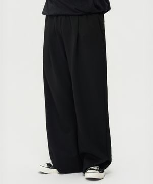 컴포트 원턱 와이드 스웻 팬츠 (BLACK)