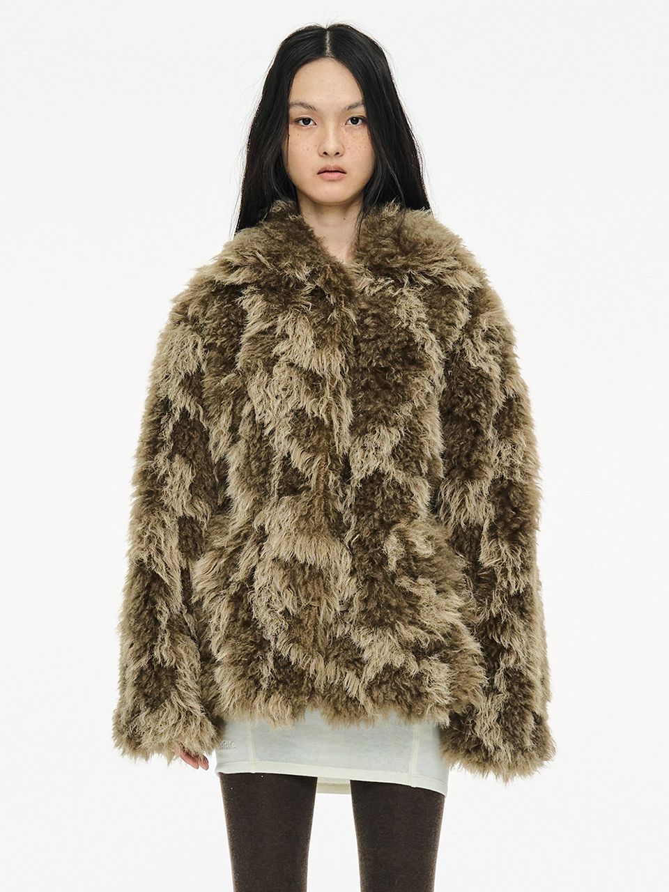 MUSINSA公式 | CERRIC MIXED FUR JACKET / BROWN