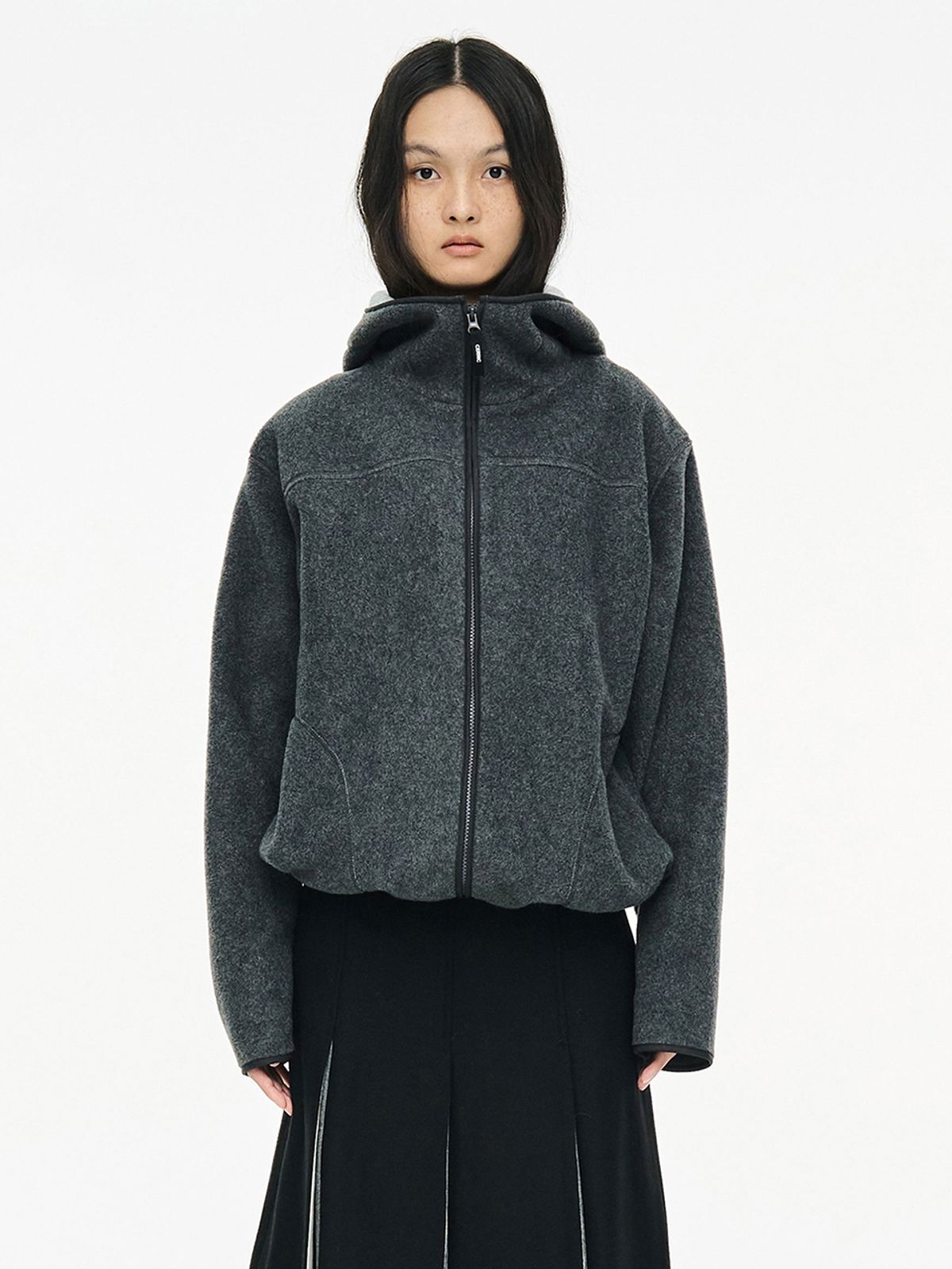 세릭(CERRIC) FLEECE HOODED ZIP UP / CHARCOAL