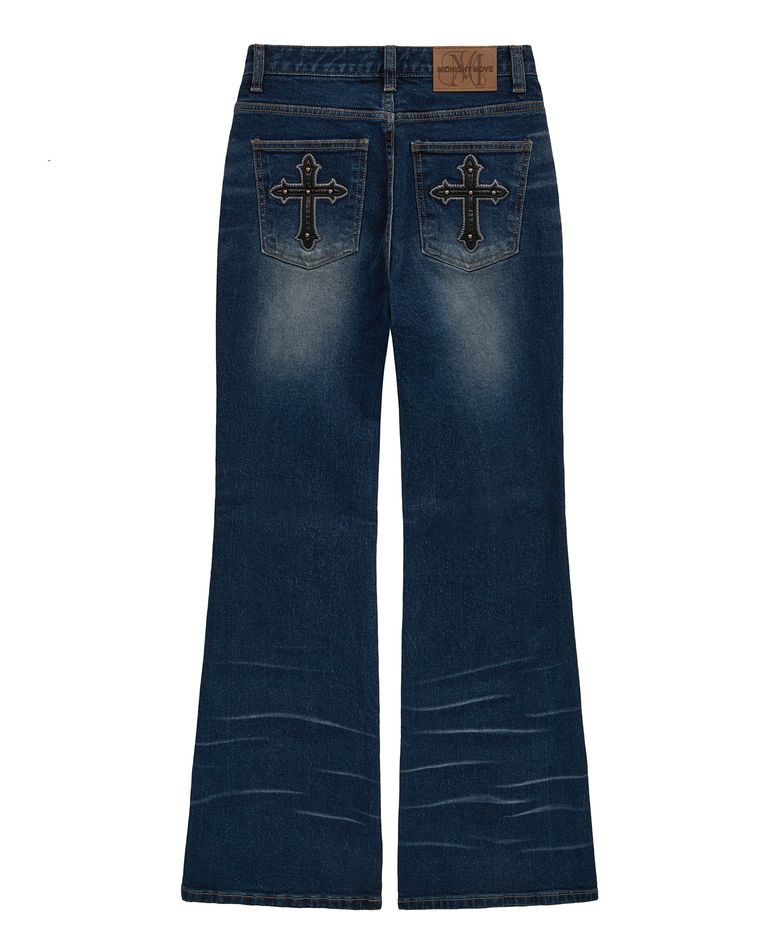 cross boots cut (blue)