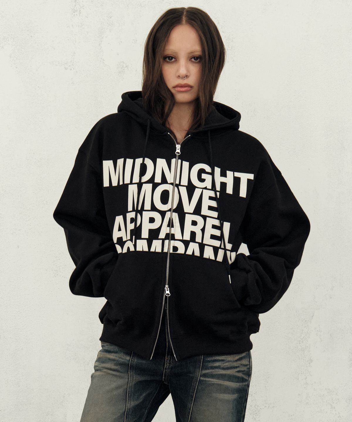 미드나잇 무브(MIDNIGHT MOVE) eagle hood zip up (black)