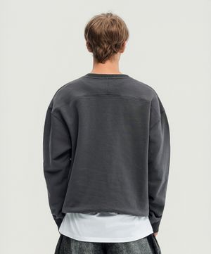 500g 헤비코튼 심플 오버핏 스웻 셔츠 (CHARCOAL)