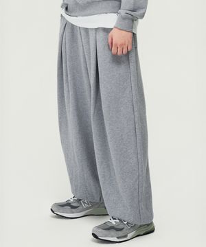 500g 헤비코튼 인버티드 턱 와이드핏 벌룬 조거 스웻 팬츠 (MELANGE GREY)