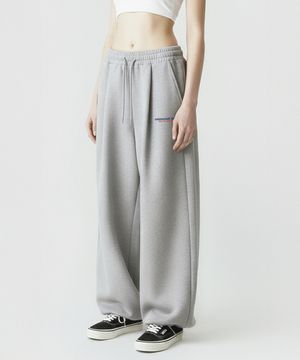 [기모선택] 스몰 스포츠 스트링 원턱 와이드 팬츠 - 멜란지