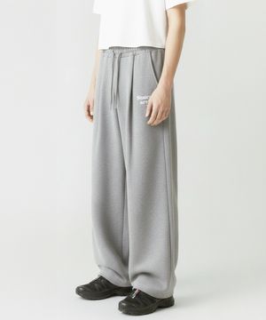 [기모선택] 스테이트먼트 스트링 원턱 와이드 팬츠 - 멜란지