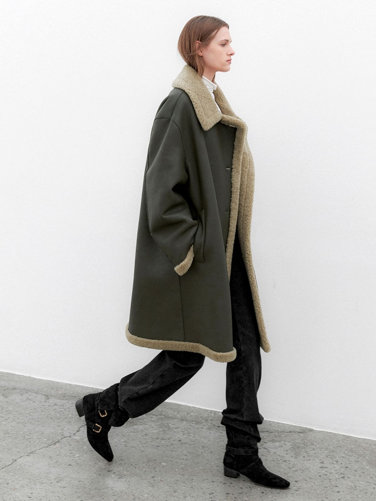 아틀리에 나인(ATELIER NAIN) (CT-1476)CALM REVERSIBLE HALF COAT MUSTANG