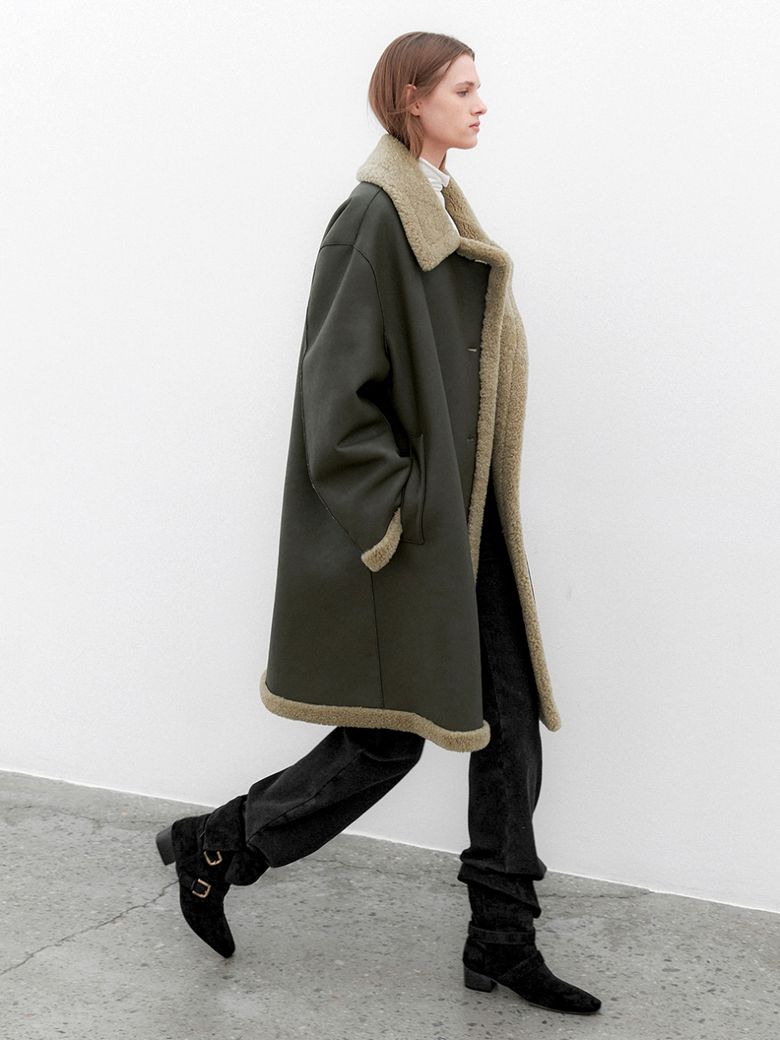 (CT-1476)CALM REVERSIBLE HALF COAT MUSTANG