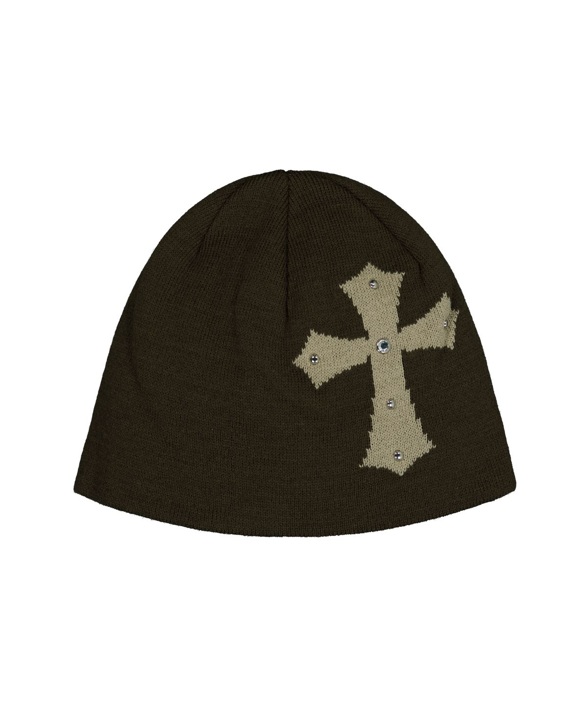 셋업이엑스이(SETUP-EXE) CROSS STUDDED BEANIE / BROWN