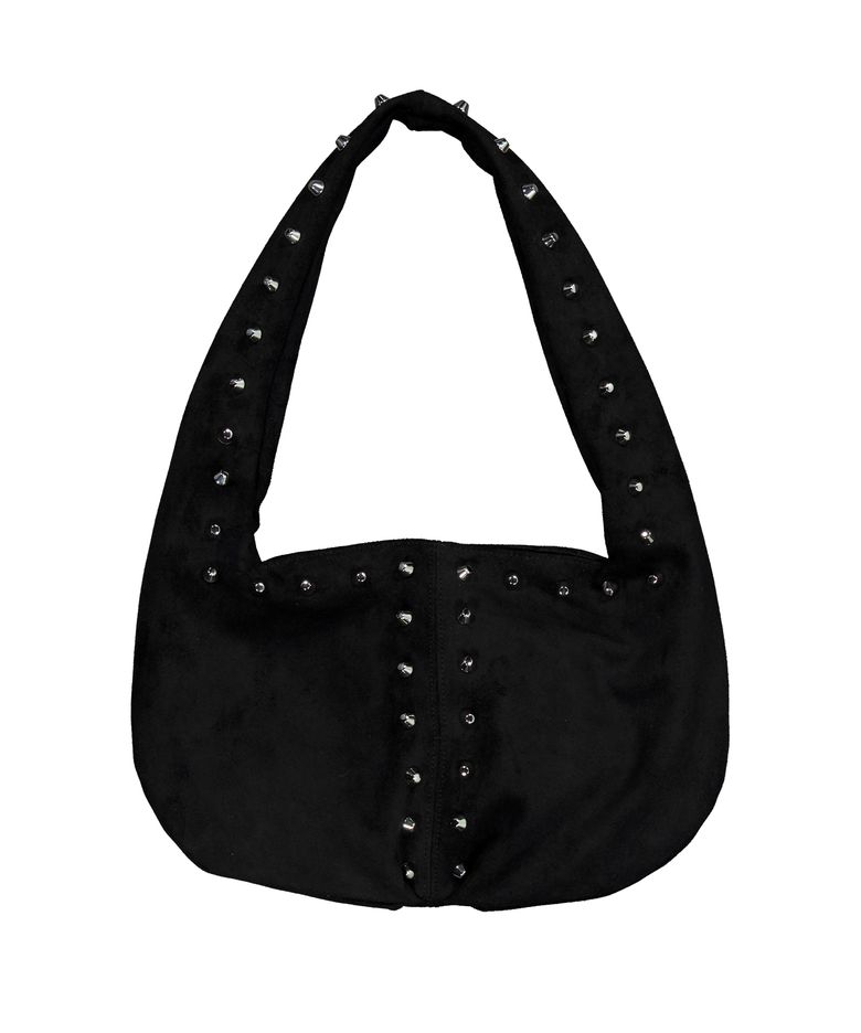 SUEDE STUDDED SHOULDER BAG / BLACK