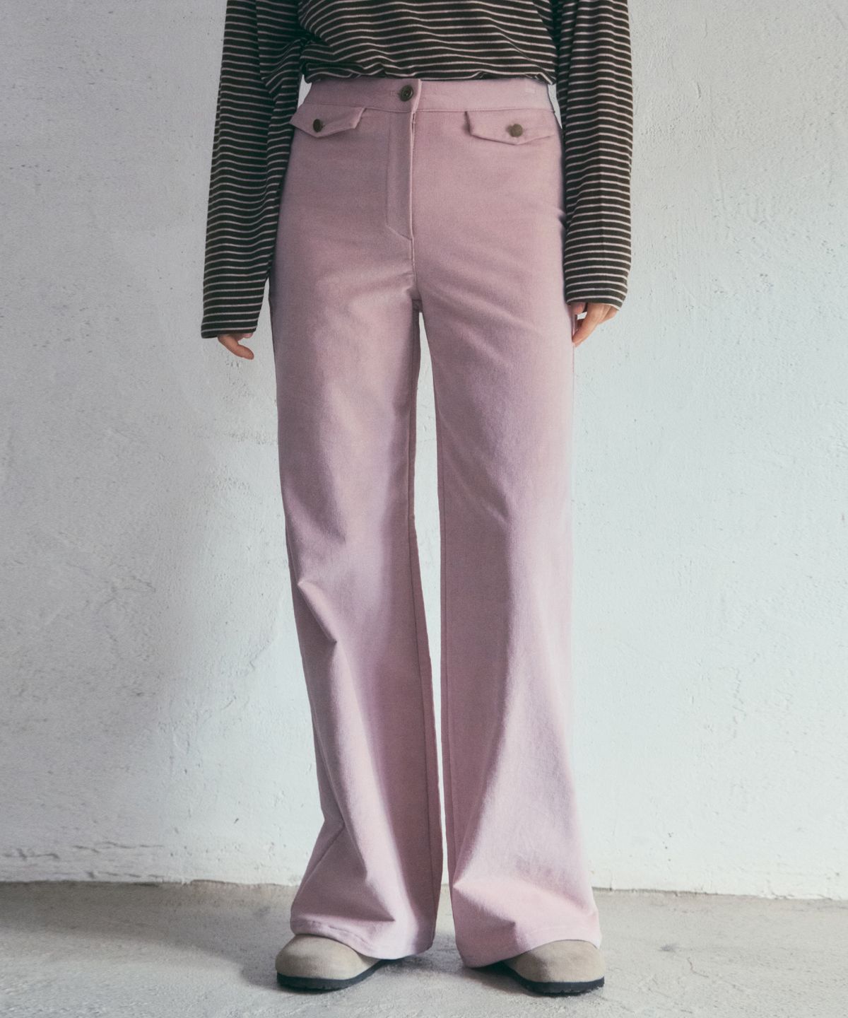 아우어노스텔지아(OURNOSTALGIA) Twin Flap Corduroy Pants_Vintage Pink(O25-PT15)