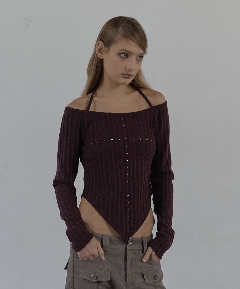 WESTERN CROSS TOP / BURGUNDY