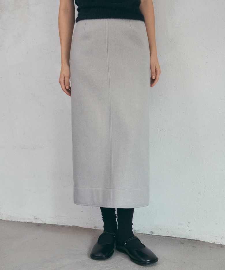 tweed pencil long skirt_Light gray(O25-SK15)