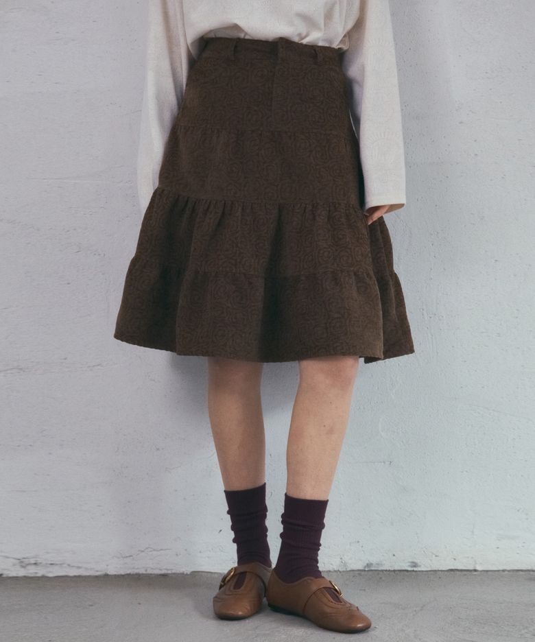 Rosy Corduroy Cancan Skirt_Brown(O25-SK18)