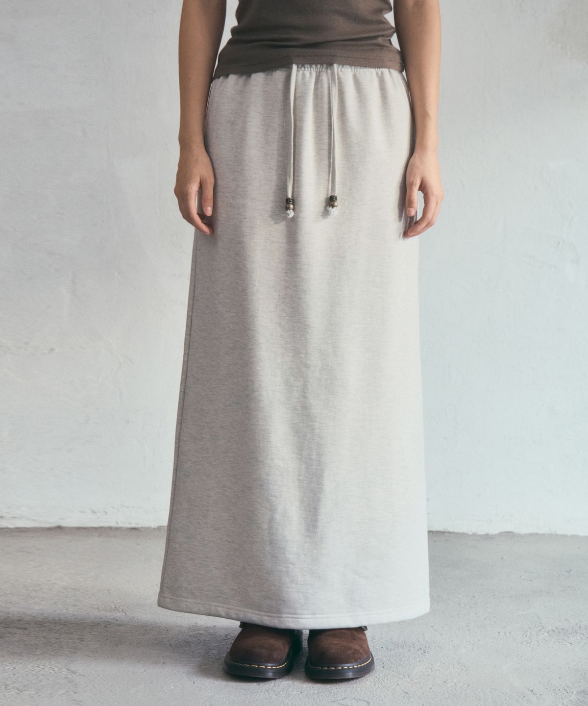 아우어노스텔지아(OURNOSTALGIA) Cozy Henry Long Skirt_Oatmeal(O25-SK21)
