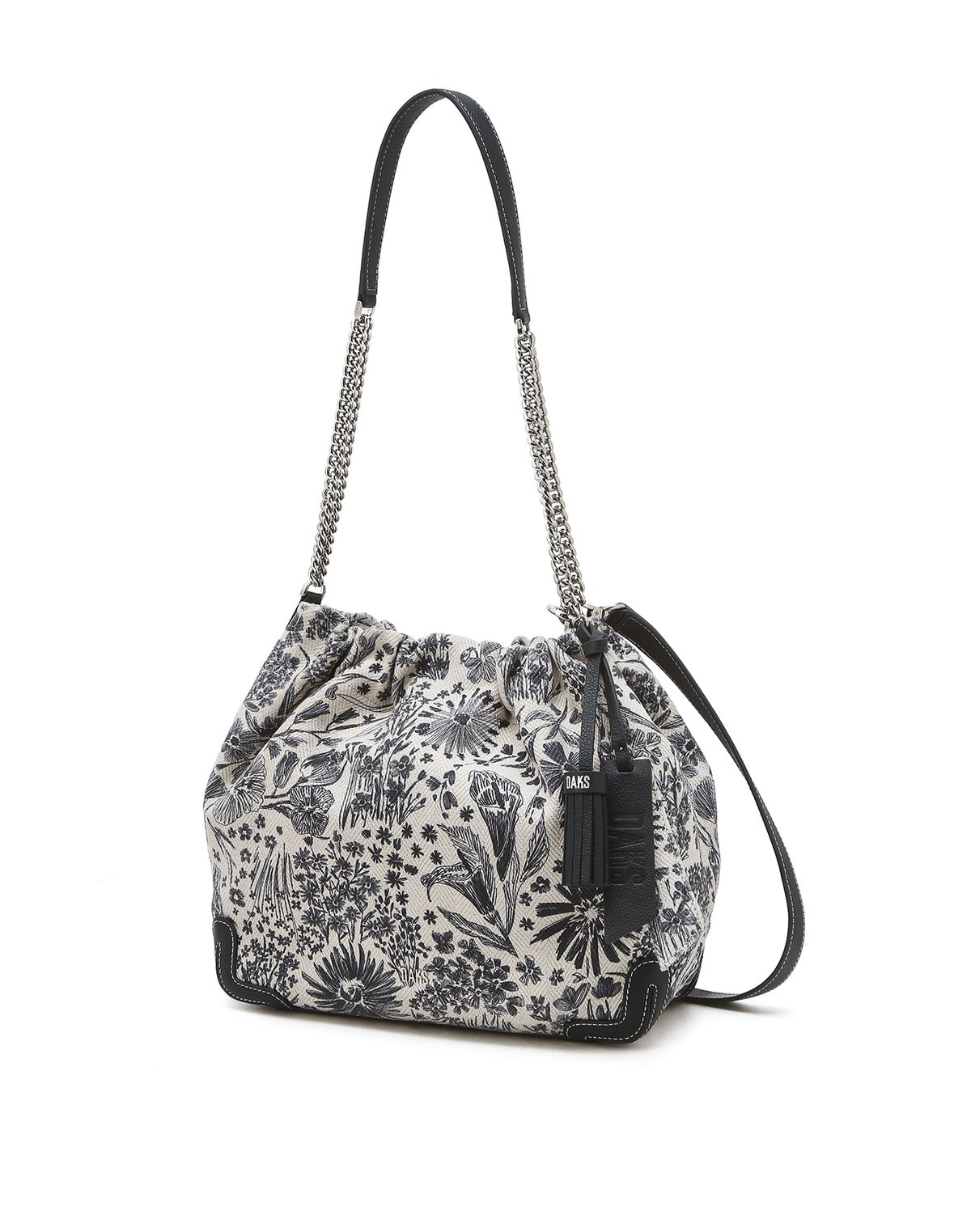 닥스 여성 액세서리(DAKS WOMENS ACCESSORIES) 네이비 플라워 자카드 체인 숄더백 L DCBA5F673N2