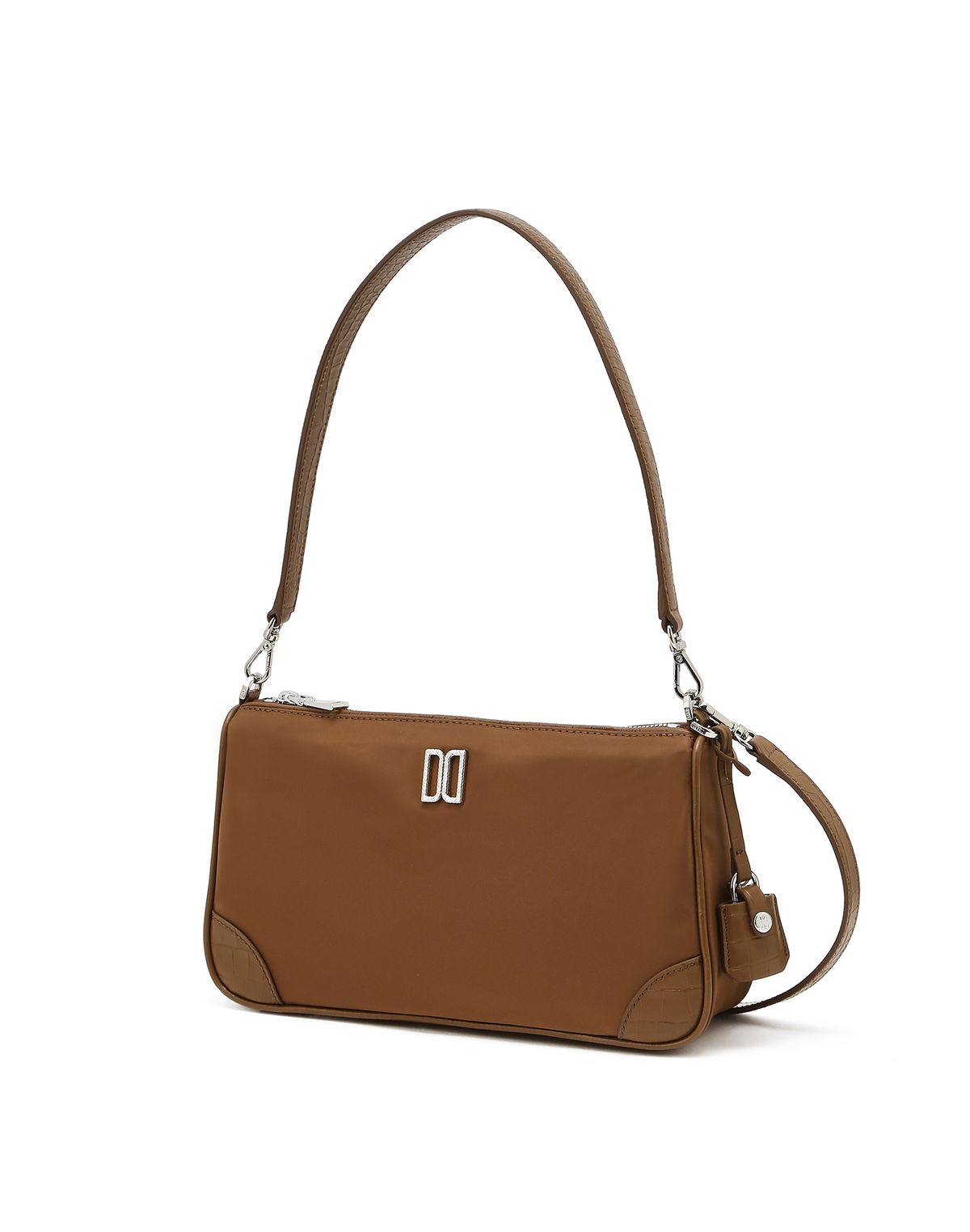닥스 여성 액세서리(DAKS WOMENS ACCESSORIES) 벨포드 크로커 배색 브라운 나일론 숄더백 S DCBA6E075W2