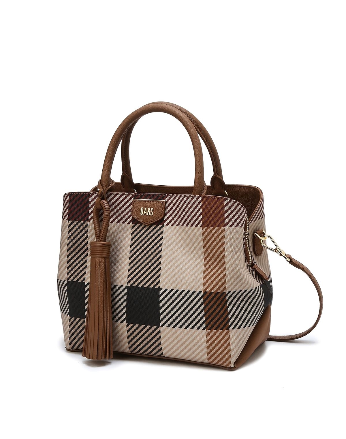 닥스 여성 액세서리(DAKS WOMENS ACCESSORIES) 브라운 빅하우스체크 토트백 M DCBA6E682W2