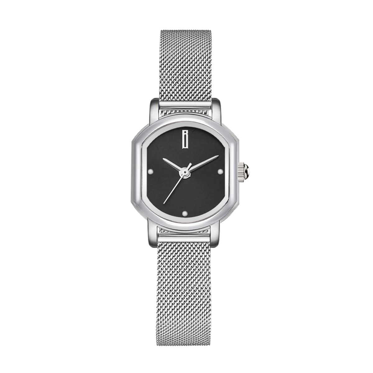 블랑시에르(BLANCIER) 씨에르 클래식 블랙 도트 메쉬 BW10925L-WBWM 스퀘어 여자 메탈 시계