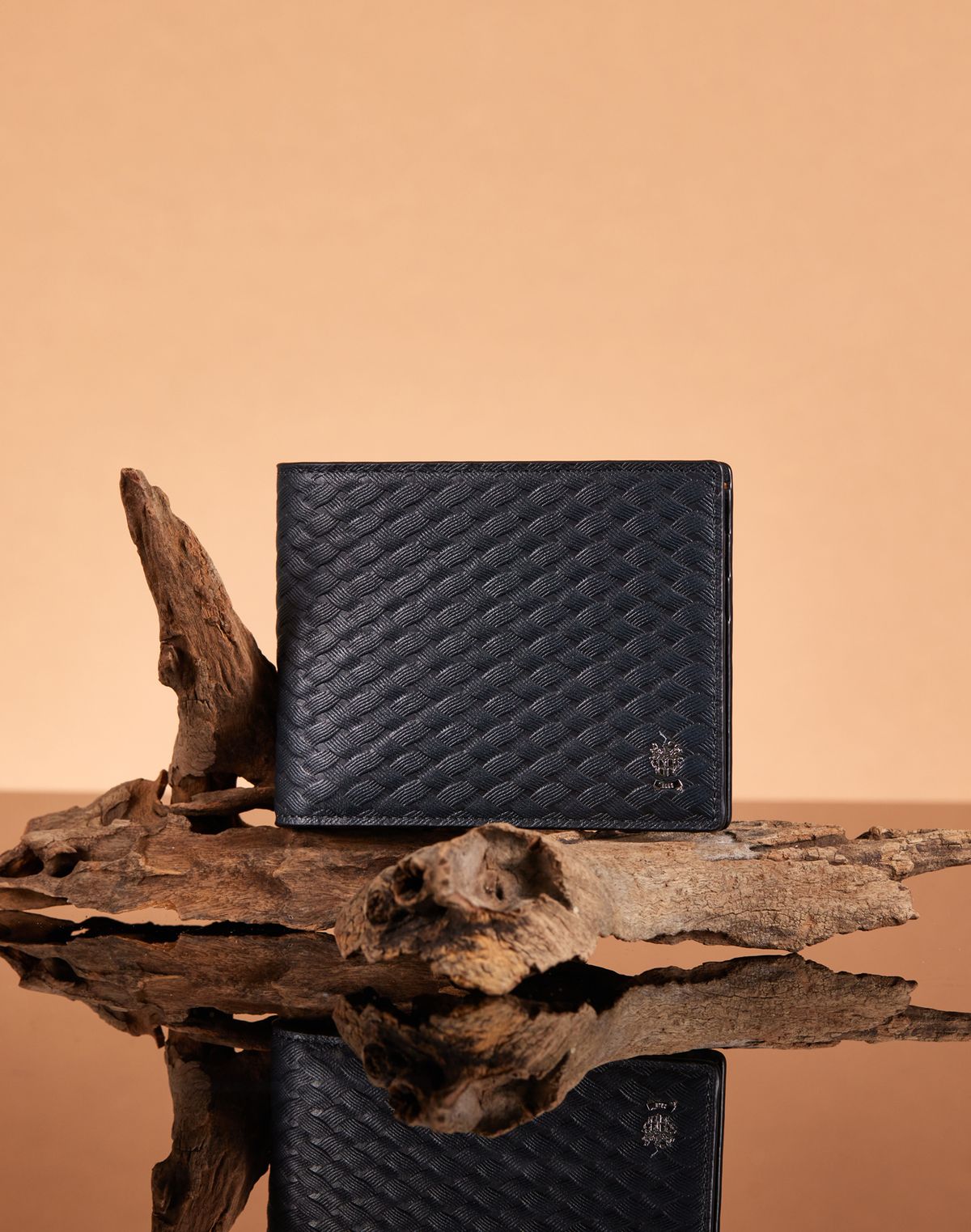 닥스 남성 액세서리(DAKS MEN'S ACCESSORIES) 네이비 짜임패턴 소가죽 반지갑 DBWA6E860N2