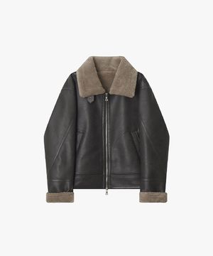 [25FW] LLW25654 브라운 오버핏 램 텍스처 무스탕