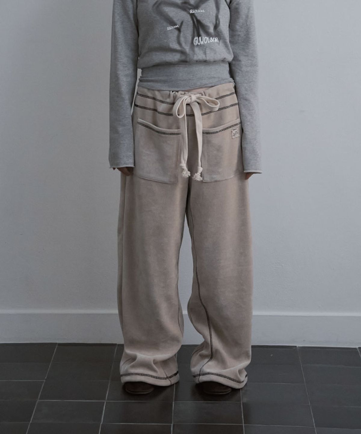 구월십일(GUWOLSIBIL) KNOTTED WIDE PANTS BEIGE