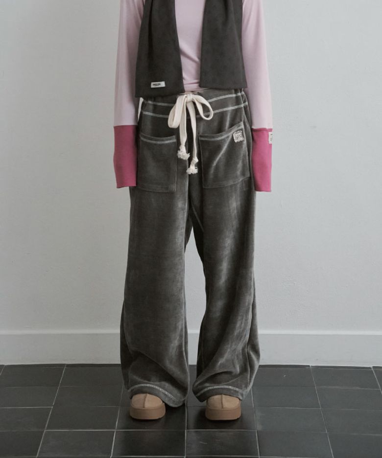 KNOTTED WIDE PANTS GREY
