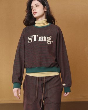 stmg 로고 스트라이프 맨투맨 그린