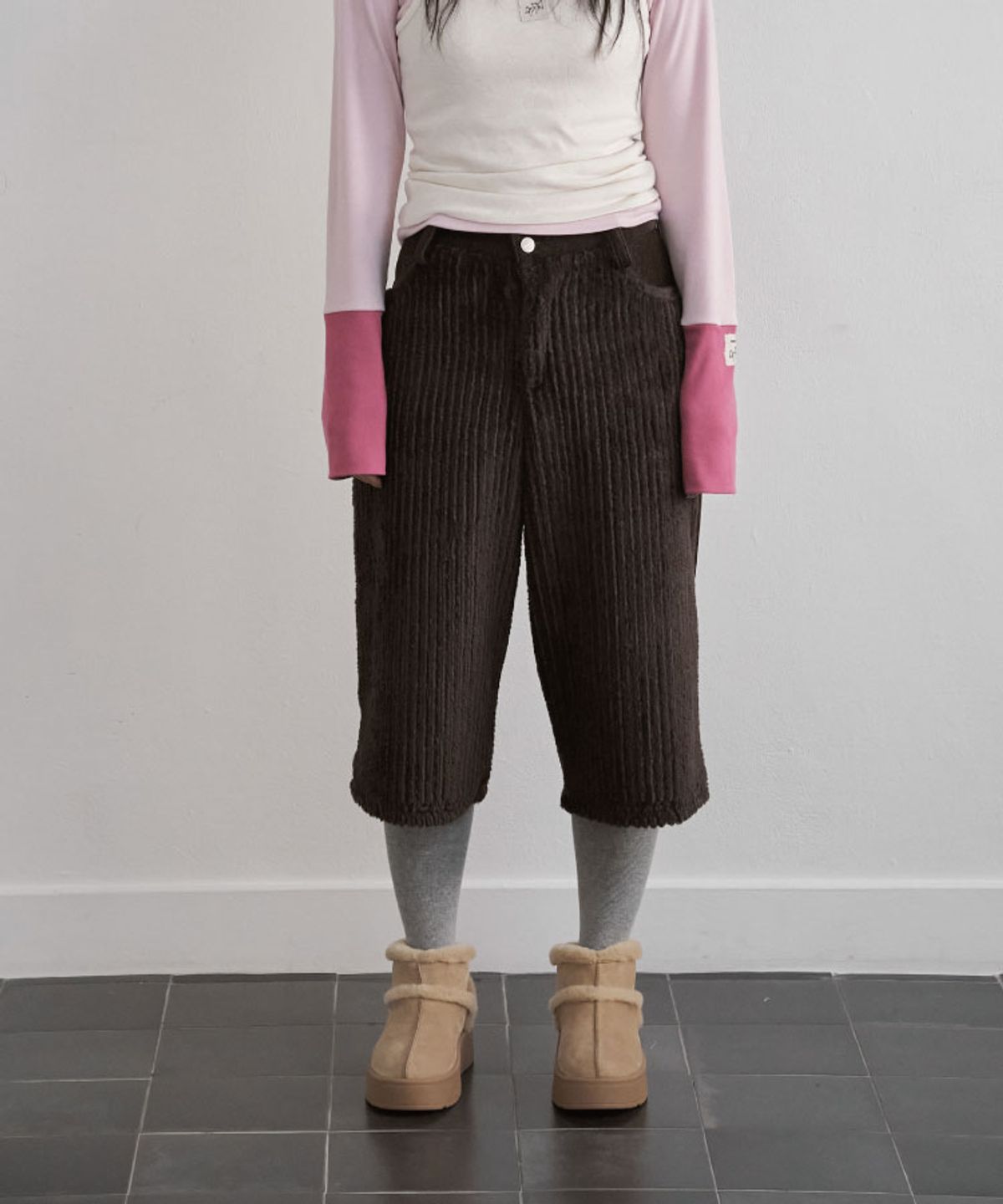 구월십일(GUWOLSIBIL) REVERSIBLE MIXED PANTS BROWN