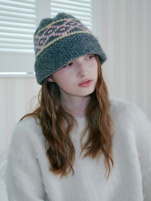 다이아몬드 자카드 버킷햇 (그레이)