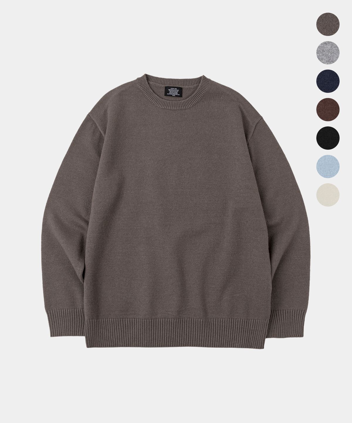 레테르코모(LETTERCOMO) 에센셜 데일리 라운드 니트 그레이 7color