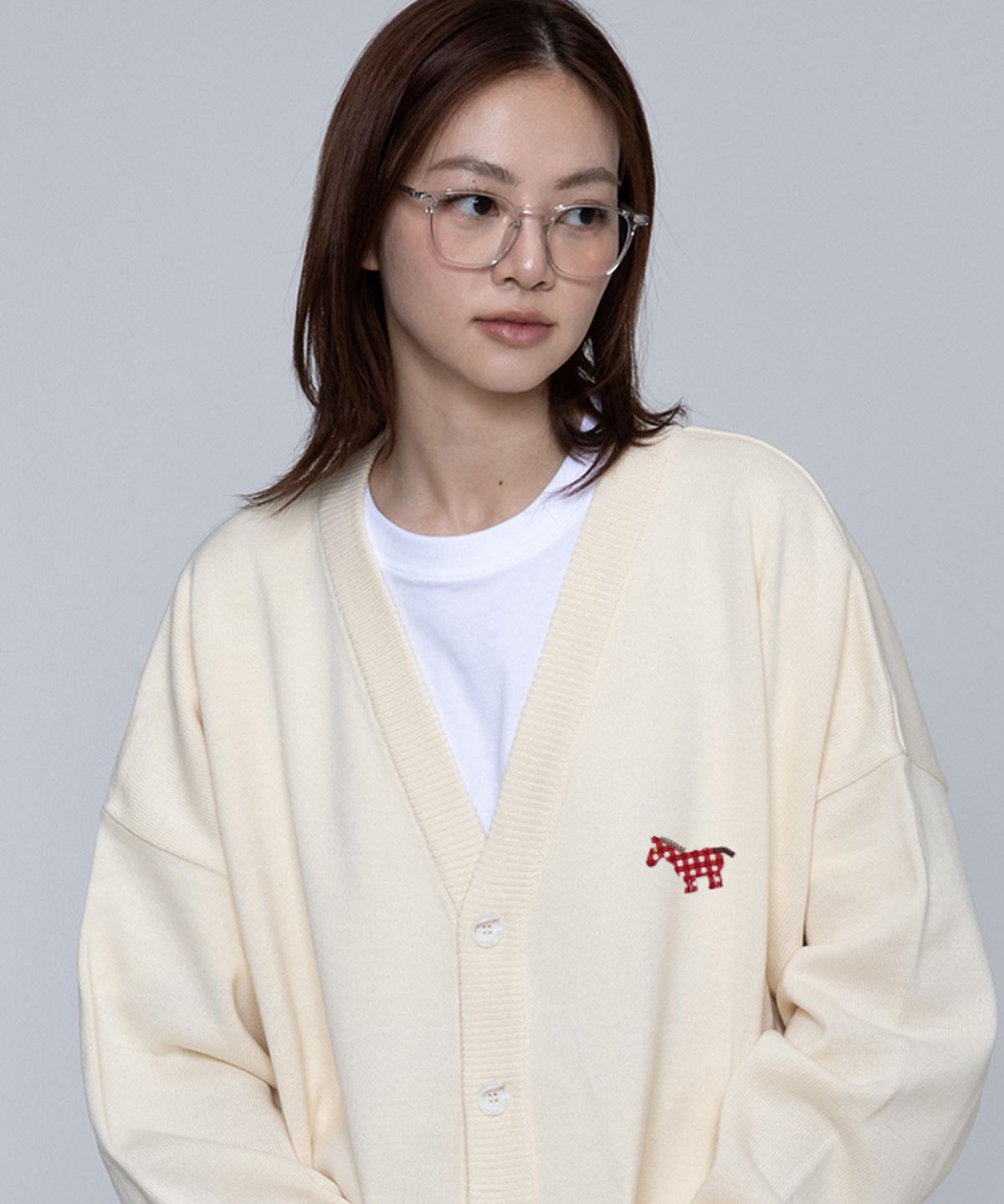 그레이버(GRAVER) [UNISEX]PAPER PONY 자수 니트 가디건_2color