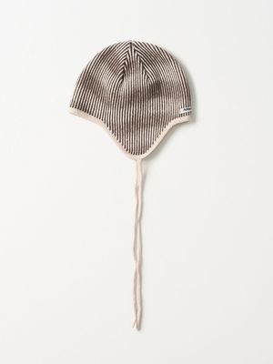 무아레 웨이브 이어플랩 비니 (브라운)