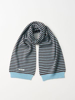 캔디 스트라이프 니트 머플러 (아쿠아 & 브라운)