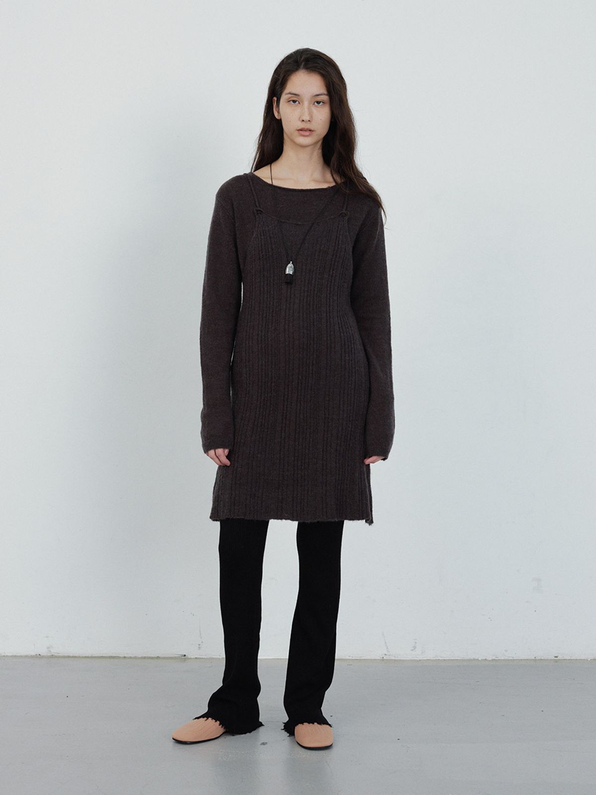 헌치(HUNCH) Bustier Dress Layered Knitwear (2color)