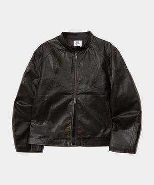 숄더 인시전 포인트 빈티지 윈터 패디드 라이더 레더 자켓 [브라운]