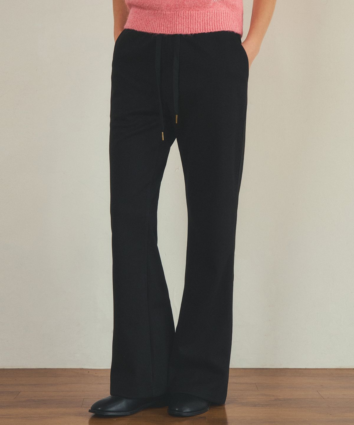 아우어노스텔지아(OURNOSTALGIA) herring stripe bootcut pants_Black