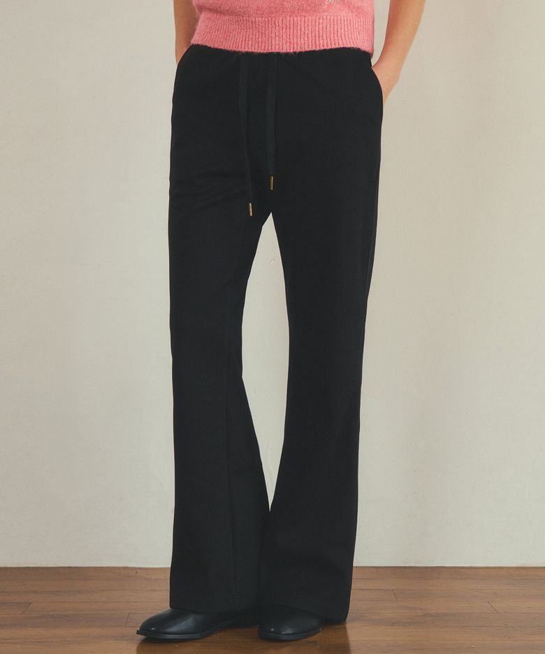 herring stripe bootcut pants_Black