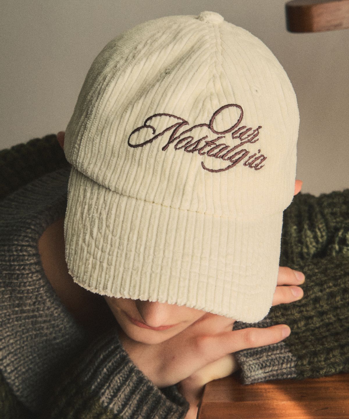 아우어노스텔지아(OURNOSTALGIA) corduroy our lettering ball cap_3color