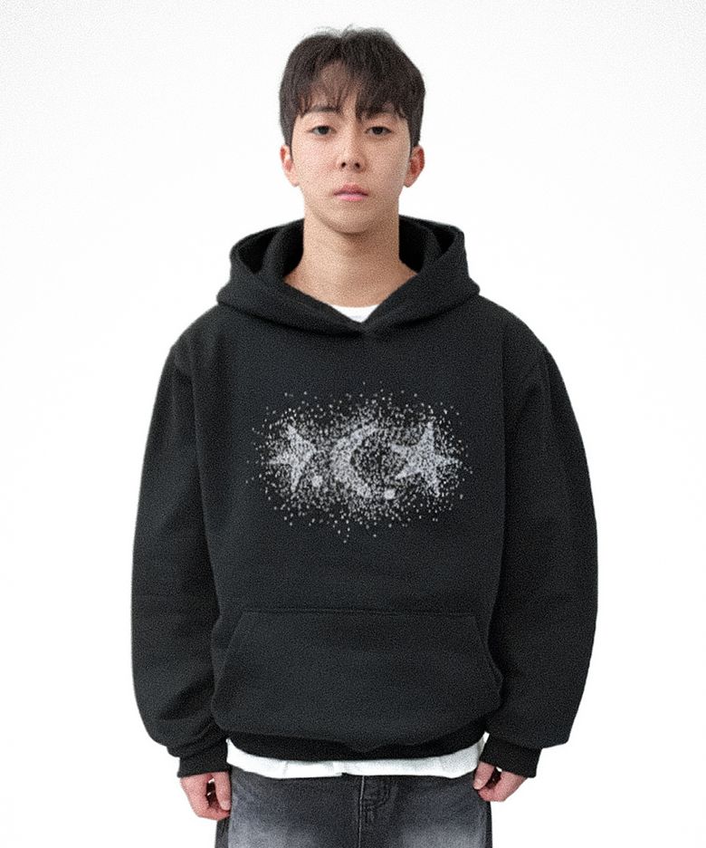 [기모] Silver Dcrstar 오버핏 후드티 블랙