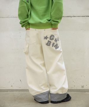 [구빈x소정] (W) 체크 아플리케 코튼팬츠