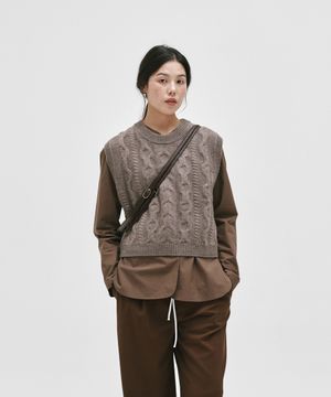 CASHMERE  WOOL ARAN VEST_3color