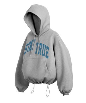 아치 스테이 블루 스트링 오버핏 후드 - 멜란지